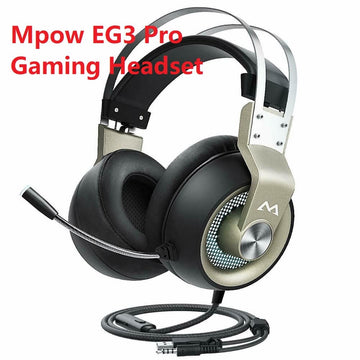 MPOW EG3 Pro Over Ear Gaming Headset with 7.1 Surround Sound with LED Light, Noise Cancelling Mic & Soft Memory Earmuff, Compatible with PC, PS4, Xbox One, Nintendo Switch - Imported from UK